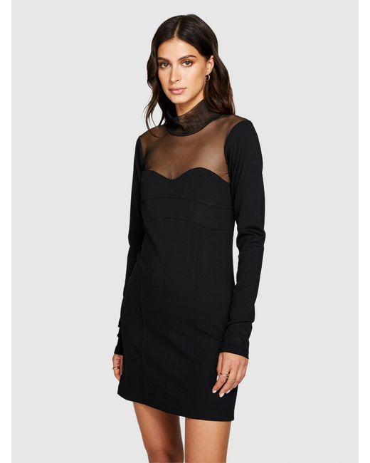 Sisley Black Short Dress With Tulle