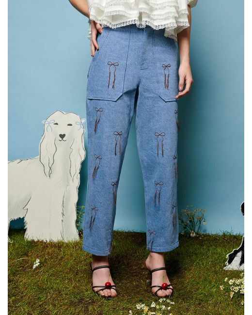 Sister Jane Blue Honeycomb Denim Trousers