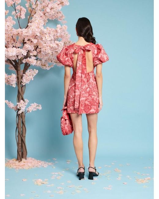 Sister Jane Grace Jacquard Mini Dress in Red | Lyst