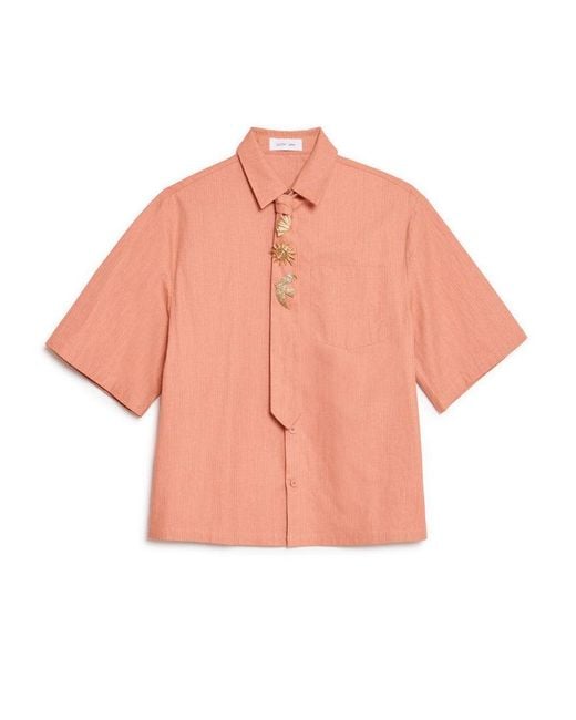 Sister Jane Blue Ochre Boxy Shirt With Tie Pins
