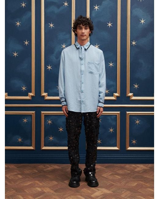 Sister Jane Blue Penny Stripe Gem Shirt