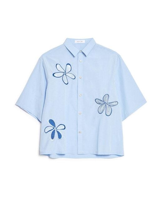 Sister Jane Blue Siro Embroidered Boxy Shirt