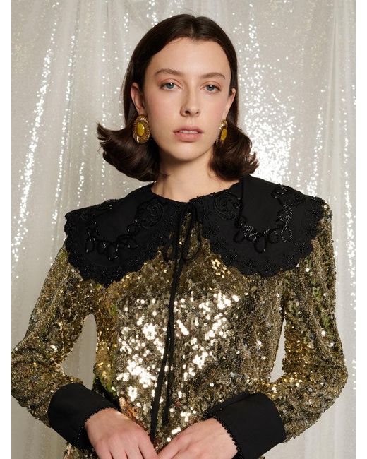 sister jane gold dress DREAM Masquerade Jacquard Mini Dress Bronze Gold / S main image 1