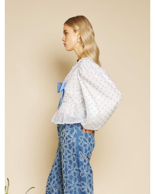 Sister Jane Blue Stipple Spot Bow Top
