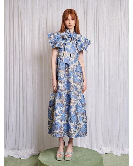 Sister Jane Blue Bell Jacquard Maxi Dress
