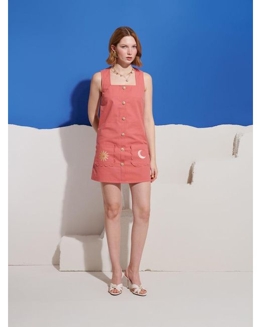 Sister Jane Blue Island Life Embroidered Mini Dress