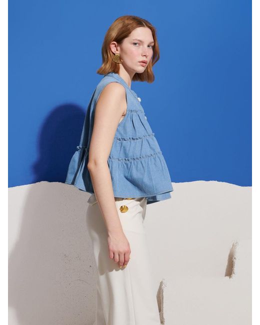 Sister Jane Blue Kasos Denim Top