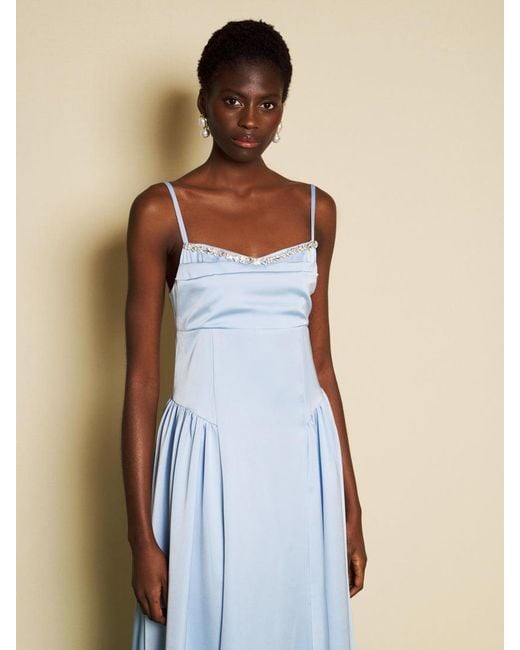 Sister Jane Blue Dream Ciel Satin Midi Dress