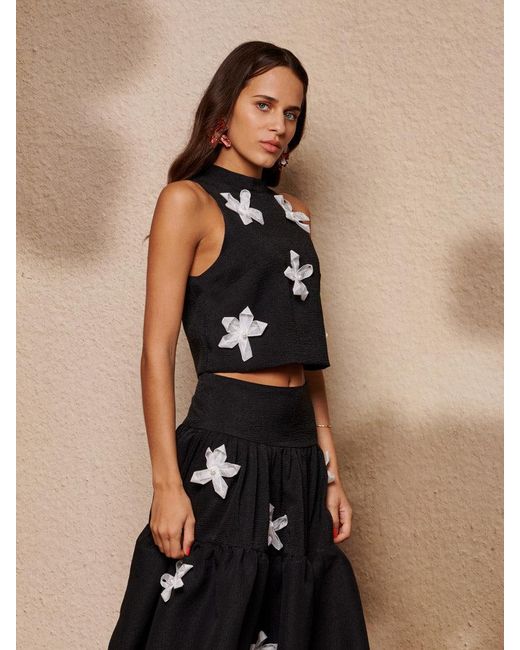 Sister Jane Black Glow Flora Cropped Top
