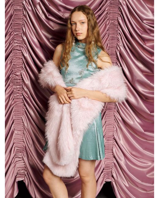 Sister Jane Pink Dream Starlight Faux Fur Shawl