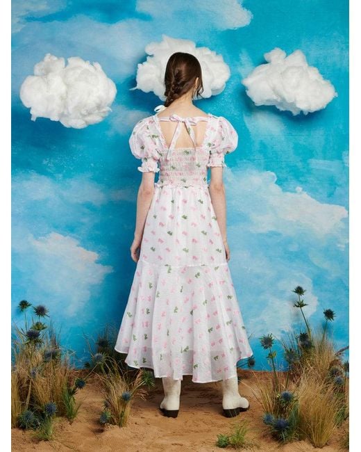 Sister Jane Blue Folk Bow Jacquard Dress