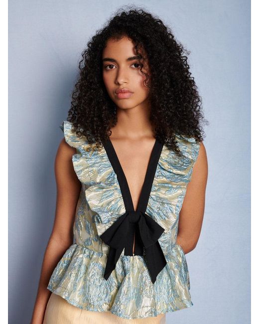 Sister Jane Dream Bluebell Jacquard Bow Top