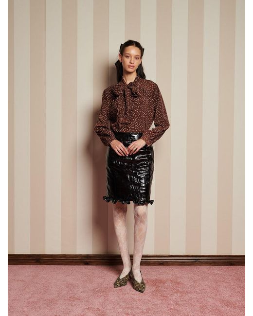 Sister Jane Brown Knick Knack Ruffle Blouse