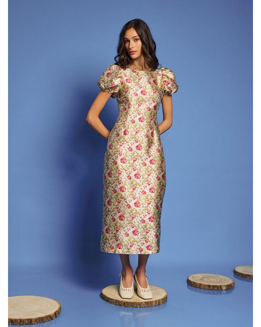 Sister Jane Blue Dream Forest Echo Jacquard Midi Dress