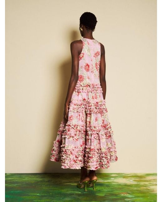 Sister Jane Pink Dream Rosier Jacquard Ruffle Maxi Dress