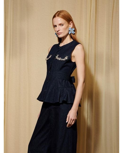 Sister Jane Blue Dream Brightside Denim Embellished Top
