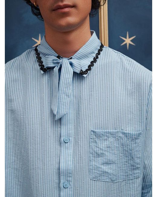 Sister Jane Blue Penny Stripe Gem Shirt