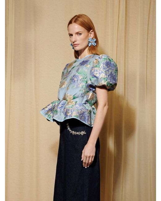 Sister Jane Dream Lilt Floral Jacquard Top in Blue | Lyst
