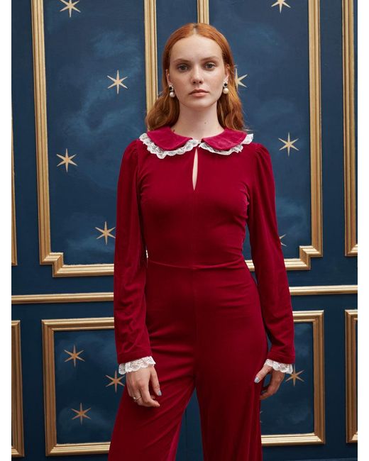Sister Jane Blue Ballad Velvet Jumpsuit
