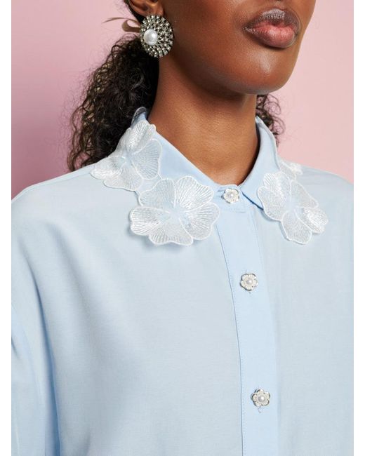 Sister Jane Blue Dream Wildflower Embellished Shirt