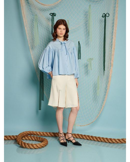 Sister Jane Blue Seashell Pearl Blouse