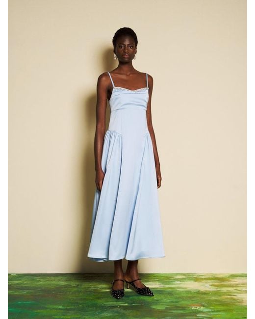 Sister Jane Blue Dream Ciel Satin Midi Dress