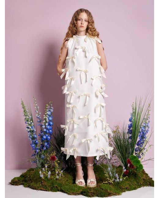 sister jane ruffle ready bow midi dress Sister Jane puff sleeve ruffle hem midaxi dress in chocolate bow print