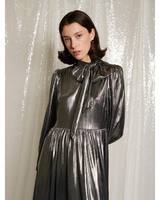 Sister Jane Natural Disco Darling Lame Maxi Dress