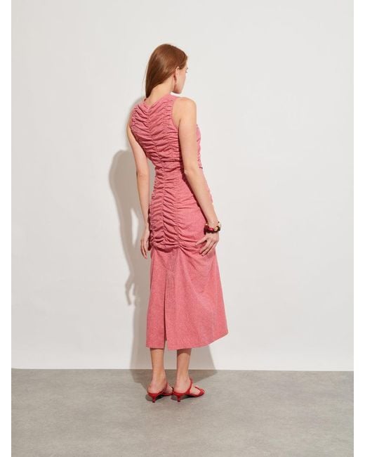 Sister Jane Pink Ghospell Mayre Ruched Midi Dress
