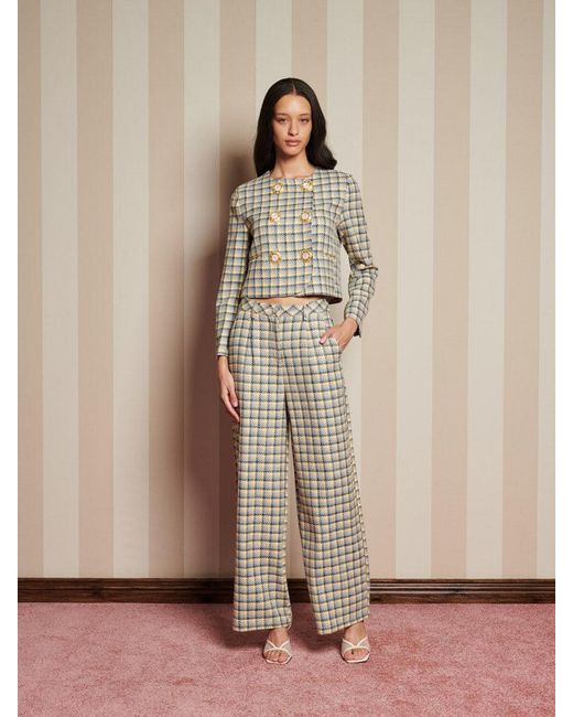Sister Jane Brown Nook Check Double Breasted Jacket