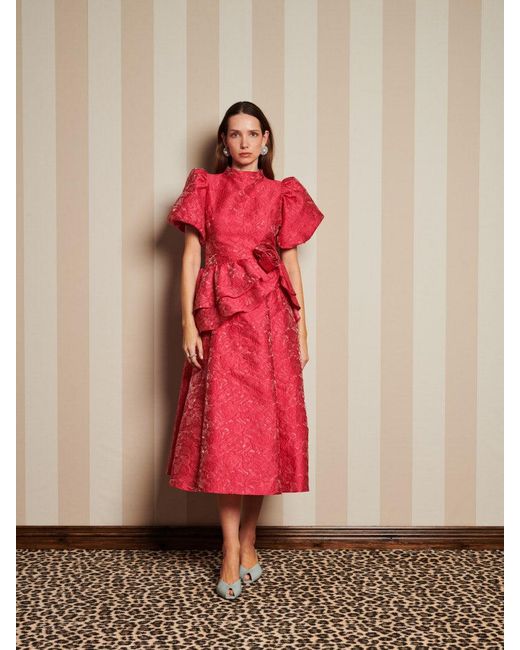 Sister Jane Red Dream Boudoir Jacquard Midi Dress