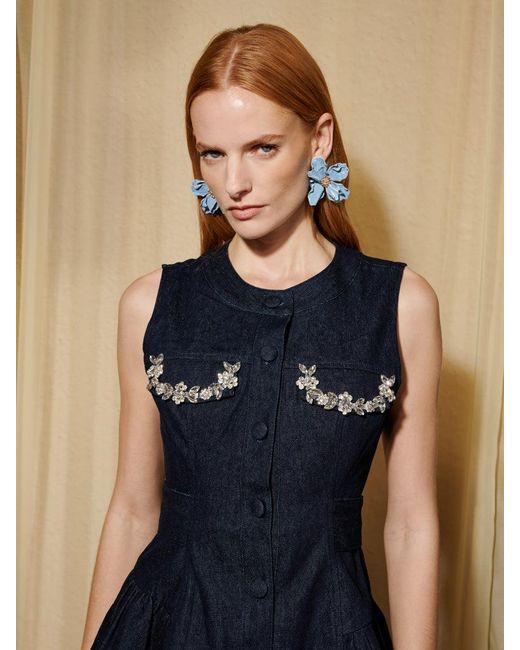 Sister Jane Blue Dream Brightside Denim Embellished Top