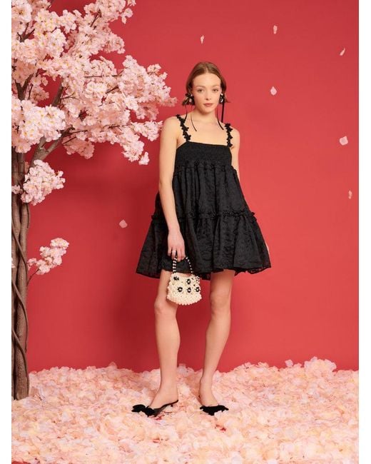 Sister Jane Red Dream Enflower Jacquard Mini Dress