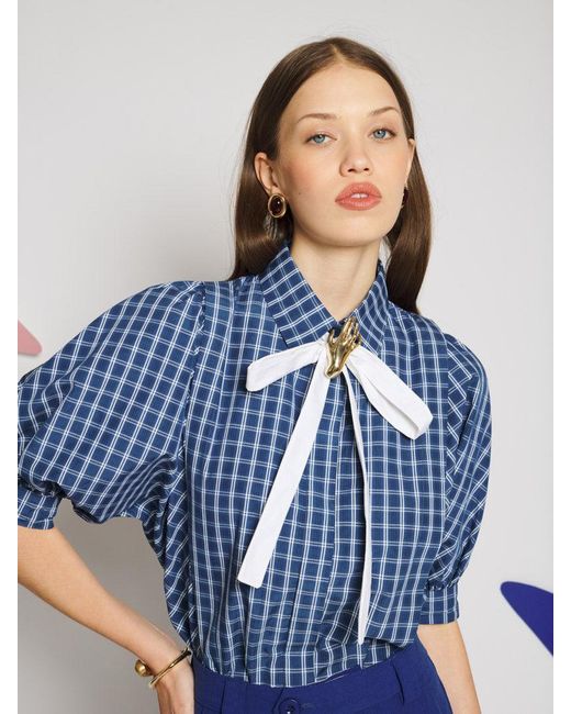 Sister Jane Blue Celeste Check Blouse