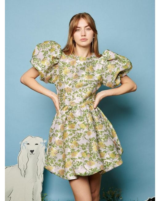 Sister Jane Blue Rosebush Jacquard Mini Dress