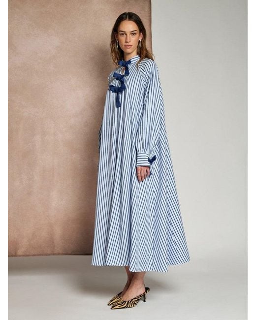 Sister Jane Blue Ghospell Fifer Striped Midi Dress