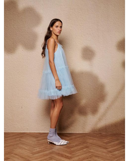 Sister Jane Sway Tulle Ruffle Mini Dress in Blue | Lyst