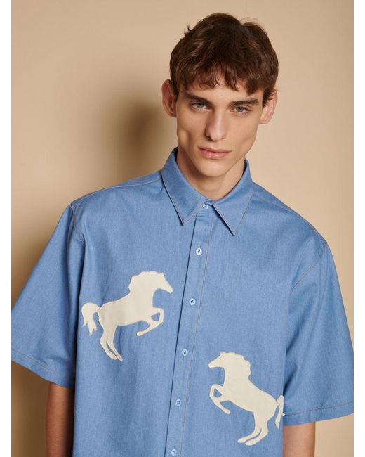 Sister Jane Blue Dala Applique Boxy Shirt