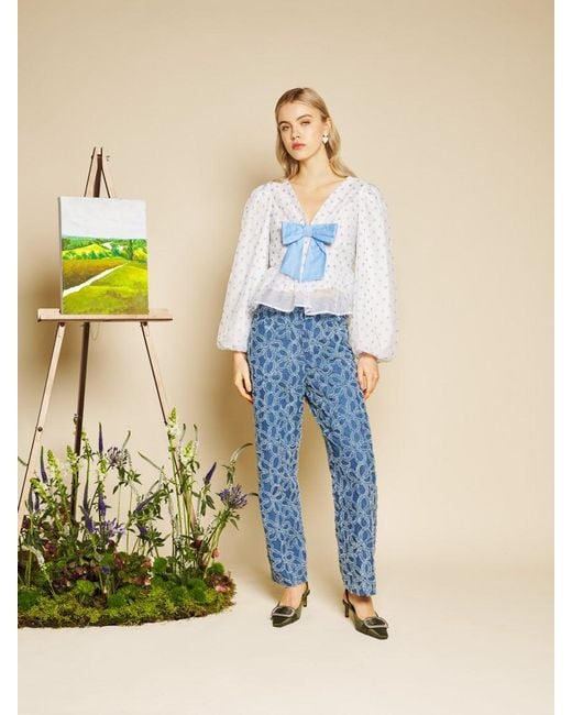 Sister Jane Blue Stipple Spot Bow Top