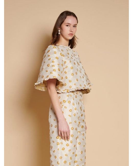 Sister Jane Natural Mora Jacquard Ruffle Top