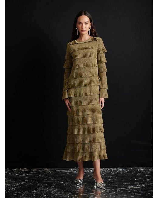 Sister Jane Black Ghospell Keily Ruffled Midi Dress