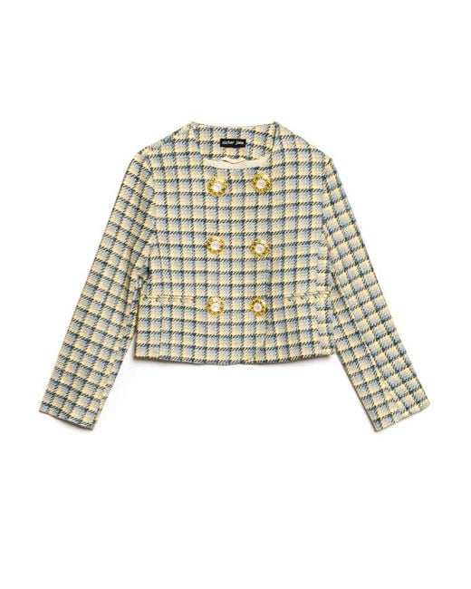 Sister Jane Brown Nook Check Double Breasted Jacket