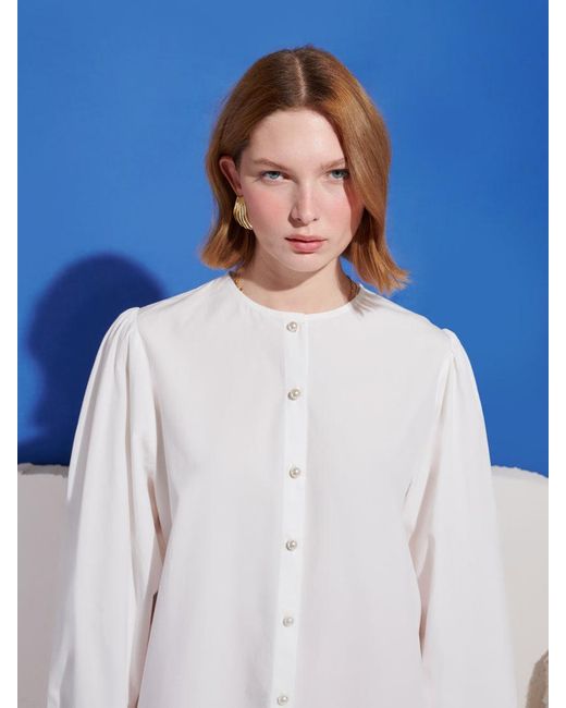 Sister Jane Blue Cleo Collar Tie Blouse