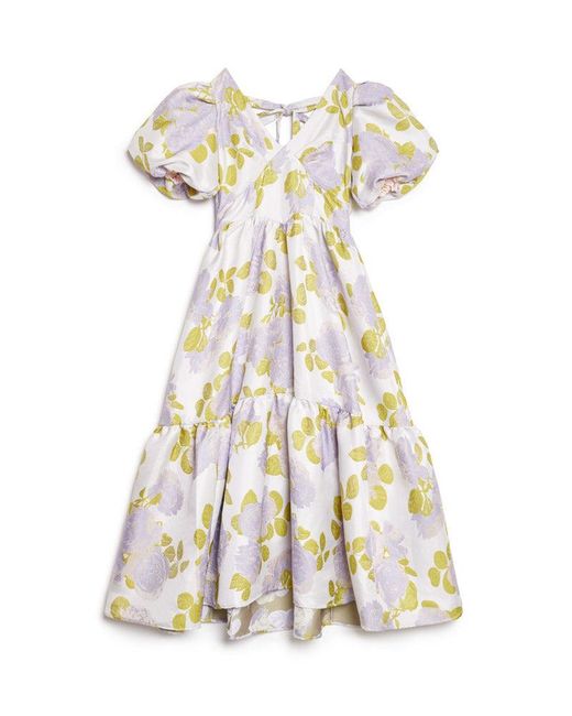 Sister Jane Blue Fig Flora Jacquard Midi Dress