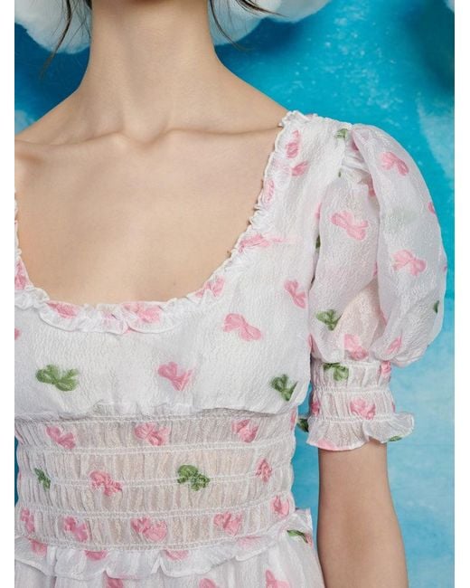 Sister Jane Blue Folk Bow Jacquard Dress