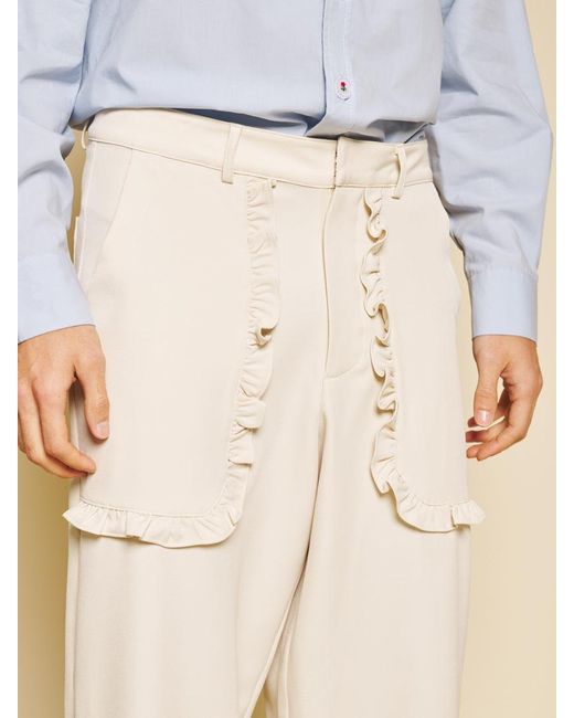 Sister Jane Natural Odilon Ruffle Trim Trousers