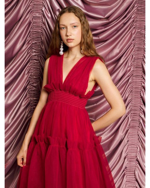 Sister Jane Red Dream Rouge Tulle Midi Dress