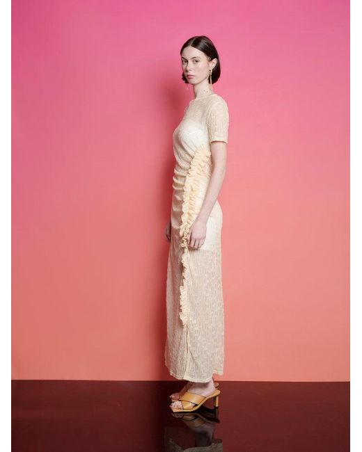 Sister Jane Pink Ghospell Lucia Ruched Midi Dress