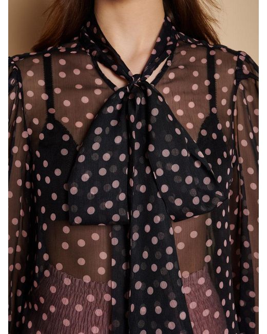 Sister Jane Natural Painterly Polka Chiffon Blouse