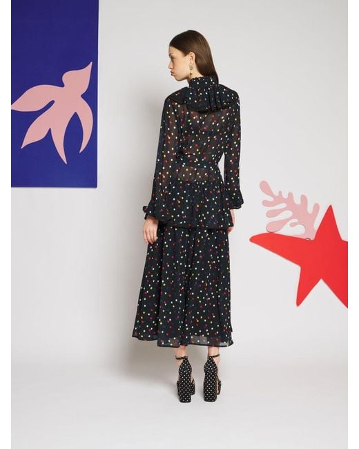 Sister Jane Black Elodie Spot Chiffon Maxi Dress